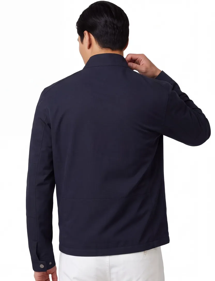 Casa Moda zomerjas effen donkerblauw