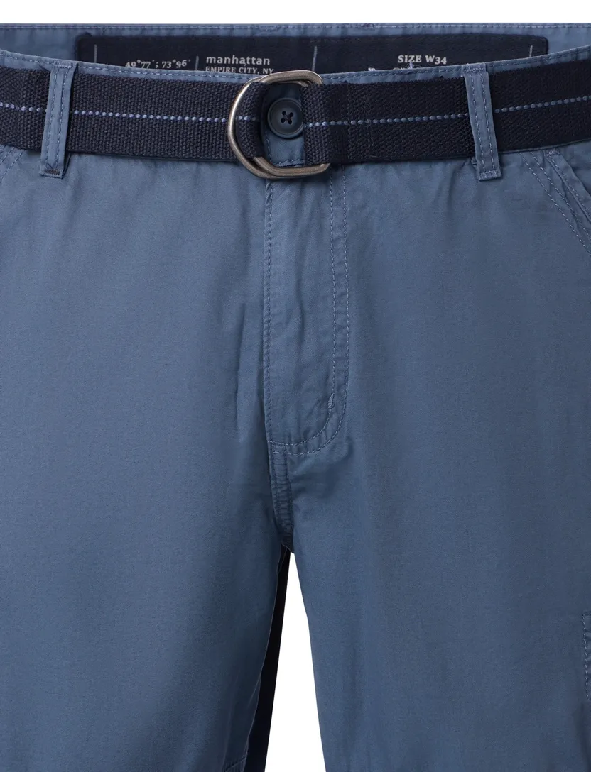 Casa Moda Bermuda wijde fit blauw katoen cargo