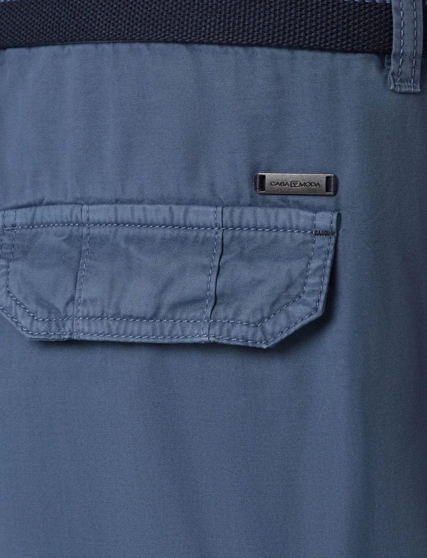 Casa Moda Bermuda wijde fit blauw katoen cargo