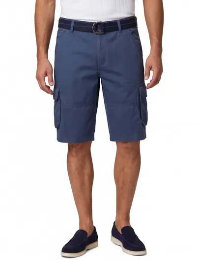 Casa Moda Casa Moda Bermuda wijde fit blauw katoen cargo
