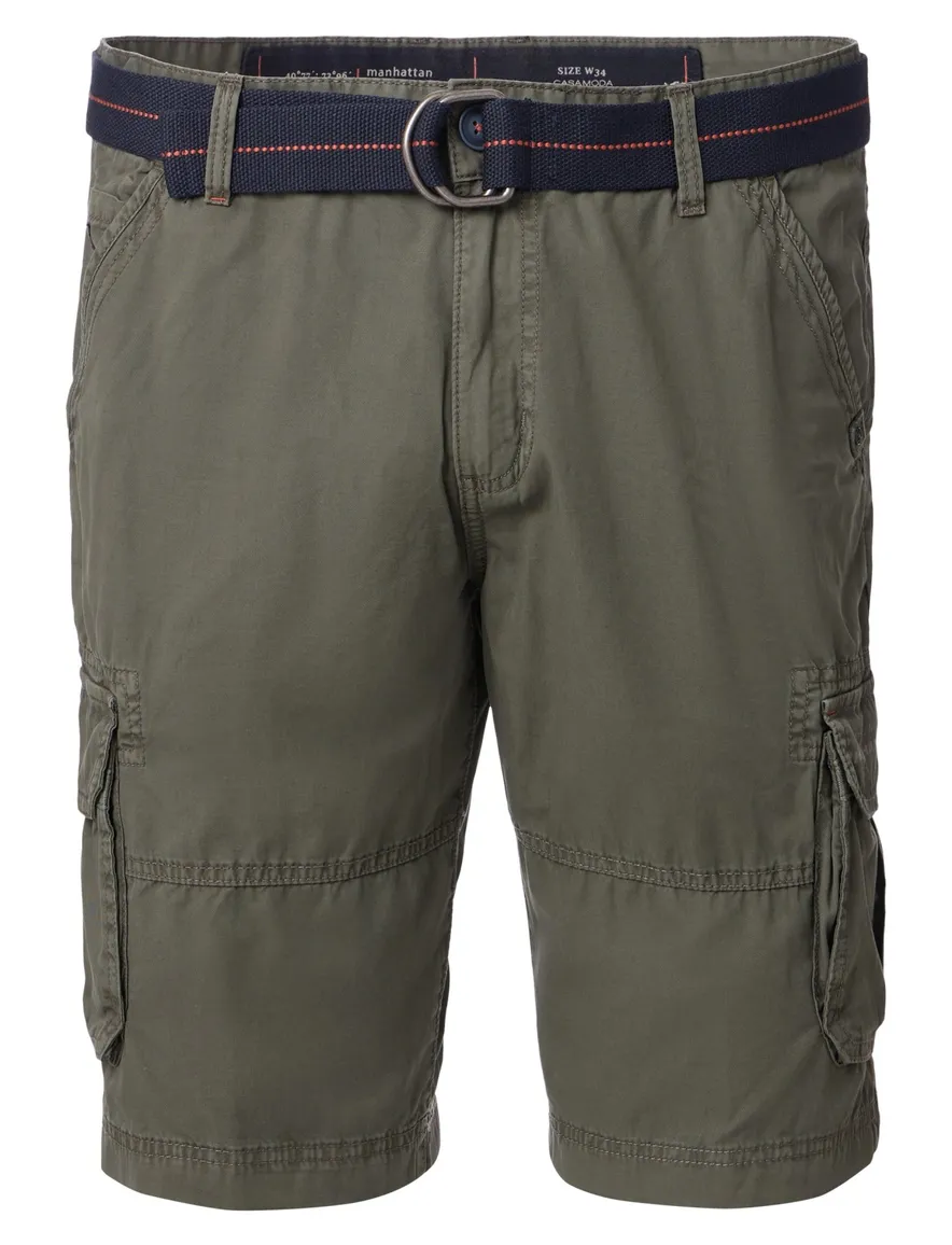 Casa Moda Bermuda groen katoen cargo wijde fit