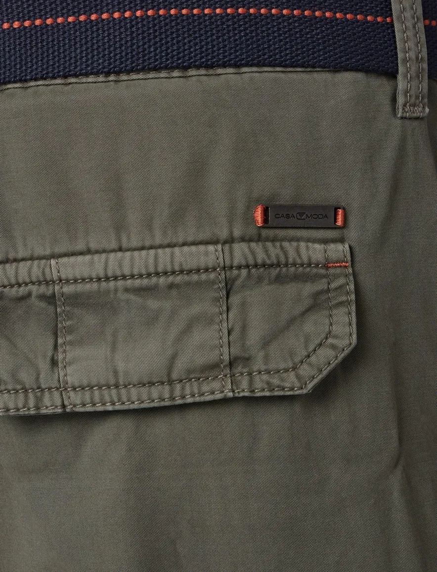 Casa Moda Bermuda groen katoen cargo wijde fit