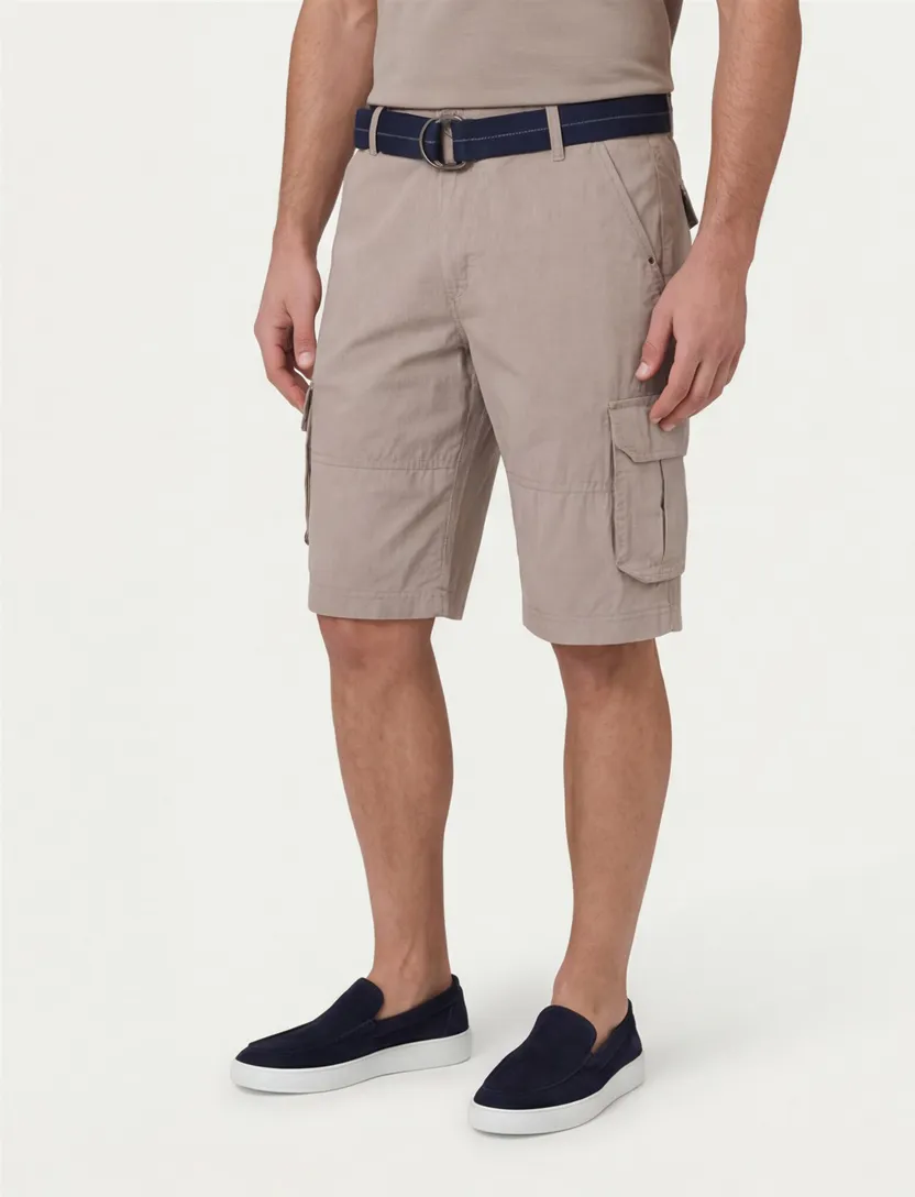 Casa Moda Bermuda beige effen cargo katoen