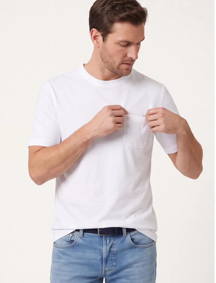 Casa Moda T-shirt wit borstzak katoen