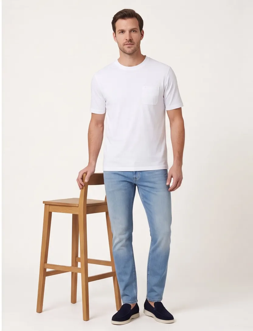 Casa Moda T-shirt wit borstzak katoen