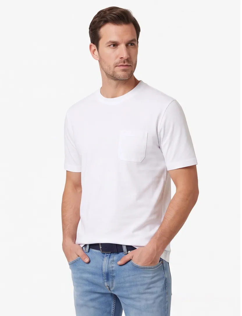 Casa Moda T-shirt wit borstzak katoen