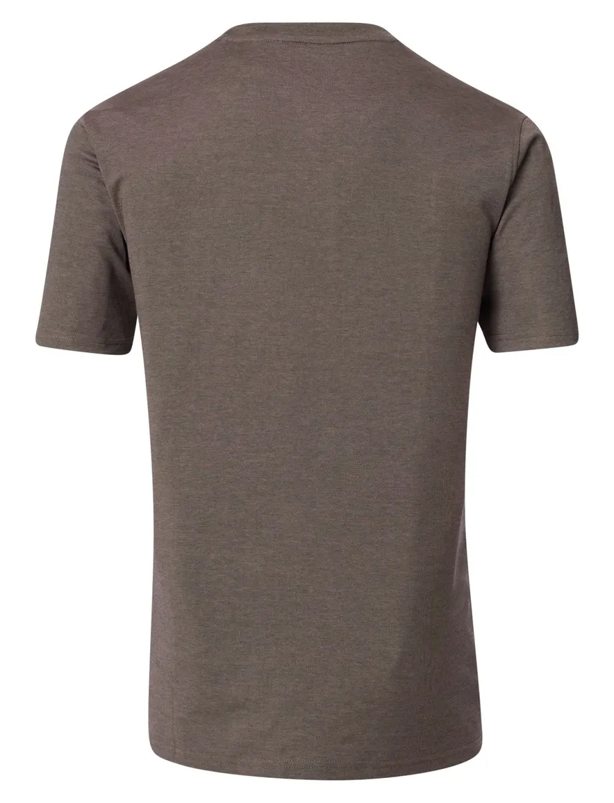 Casa Moda T-shirt bruin effen borstzak wijde fit katoen