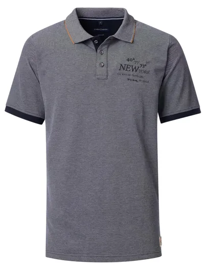 Casa Moda Casa Moda polo blauw pique 3 knoops katoen