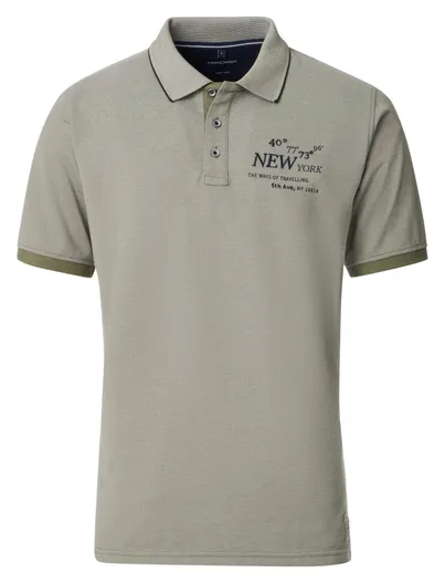 Casa Moda Casa Moda polo groen 3 knoops katoen wijde fit