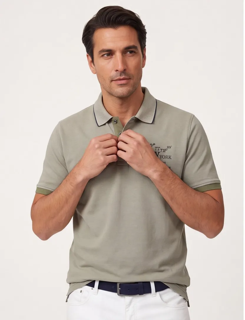 Casa Moda polo groen 3 knoops wijde fit pique