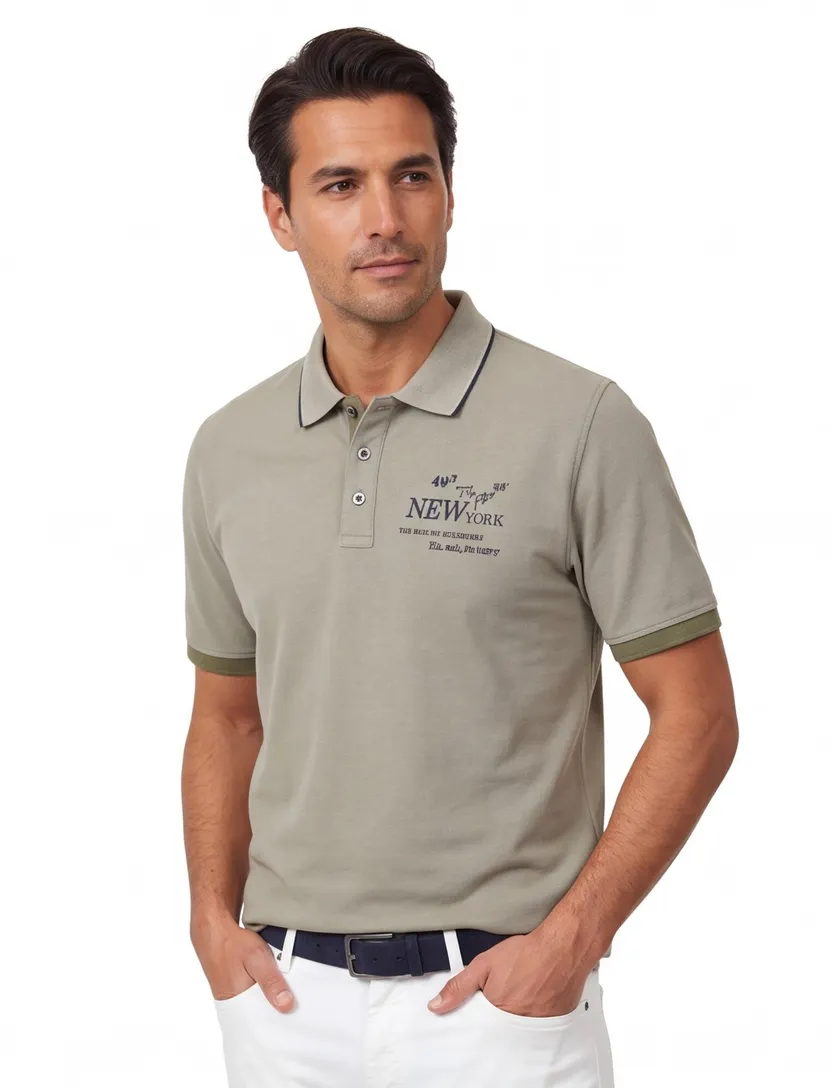 Casa Moda polo groen 3 knoops wijde fit pique