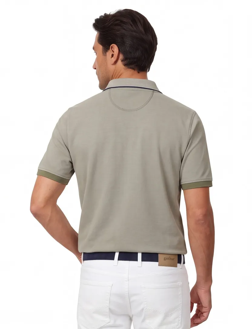 Casa Moda polo groen 3 knoops wijde fit pique