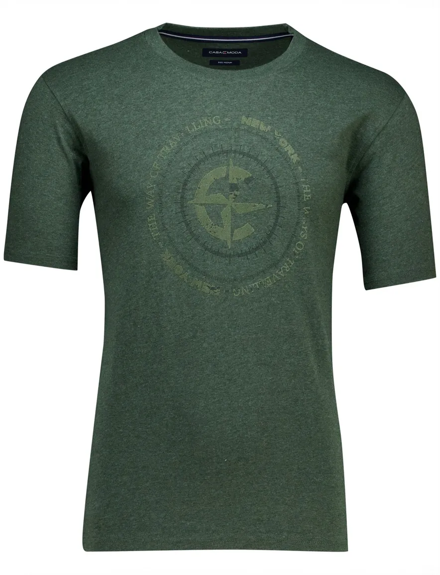 Casa Moda t-shirt groen geprint katoen