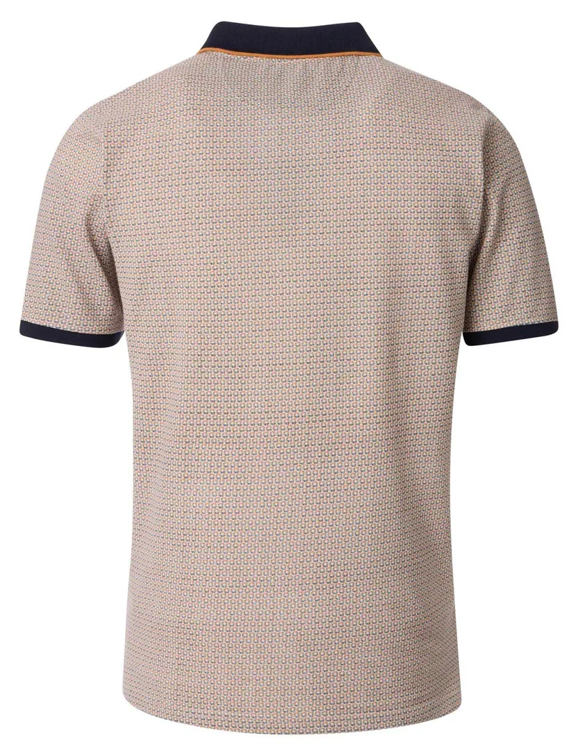 Casa Moda polo donkerblauw geprint met borstzak