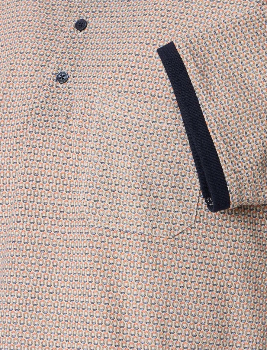 Casa Moda polo donkerblauw geprint 3 knoops