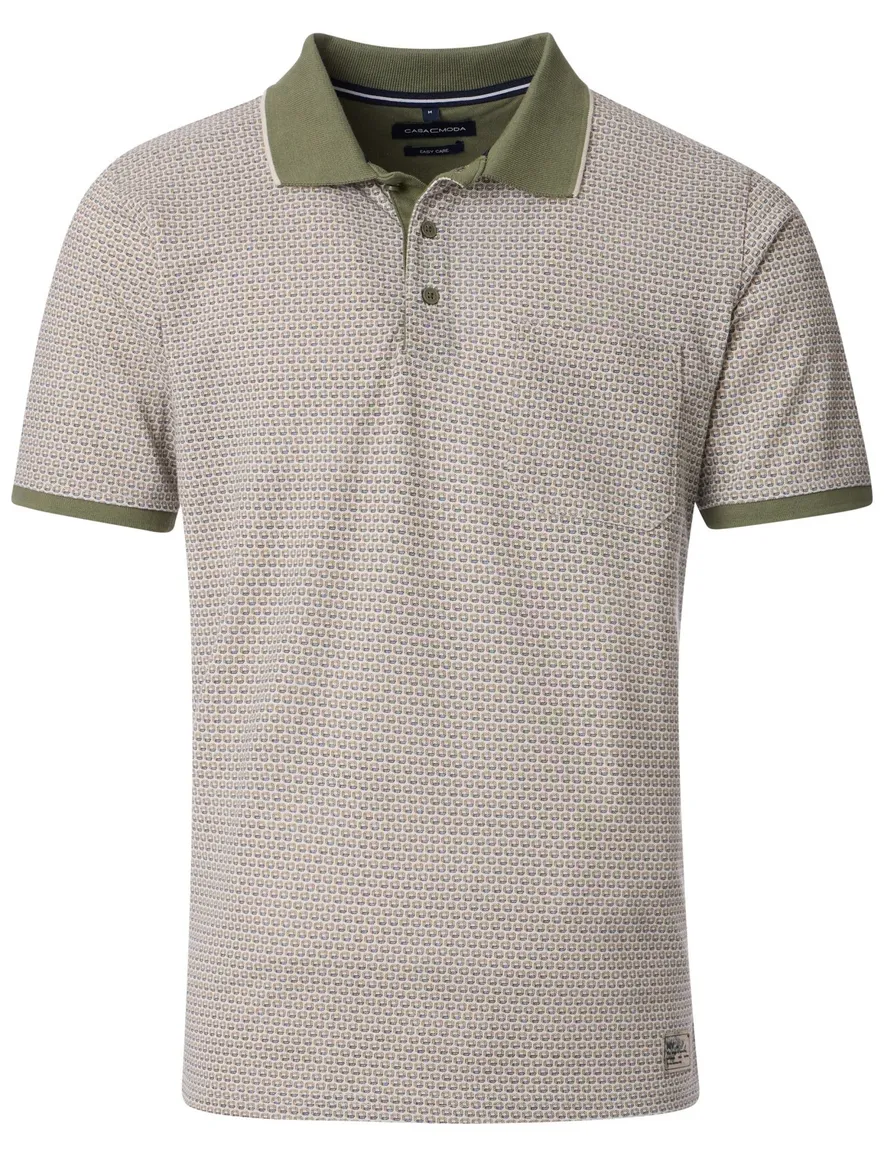 Casa Moda polo groen geprint korte mouw