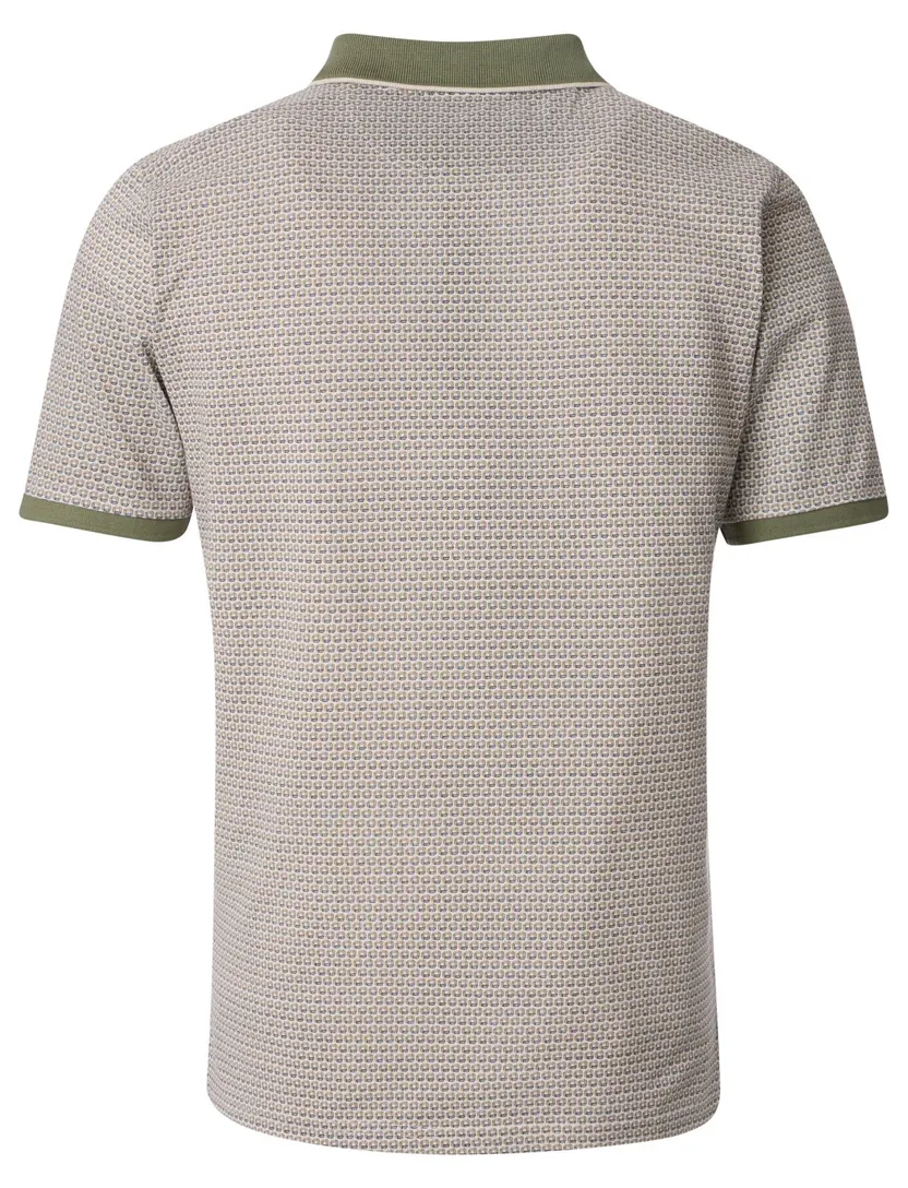 Casa Moda polo groen geprint regular fit