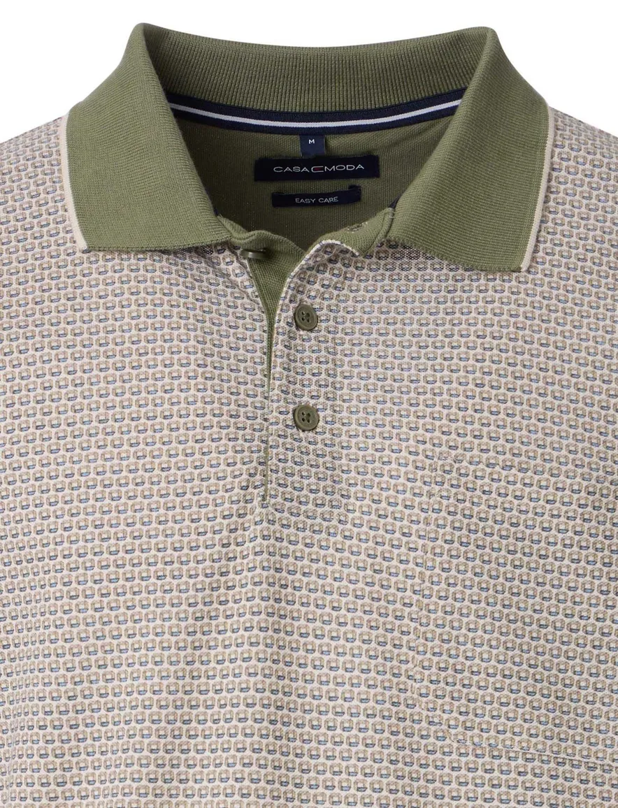 Casa Moda polo groen geprint korte mouw