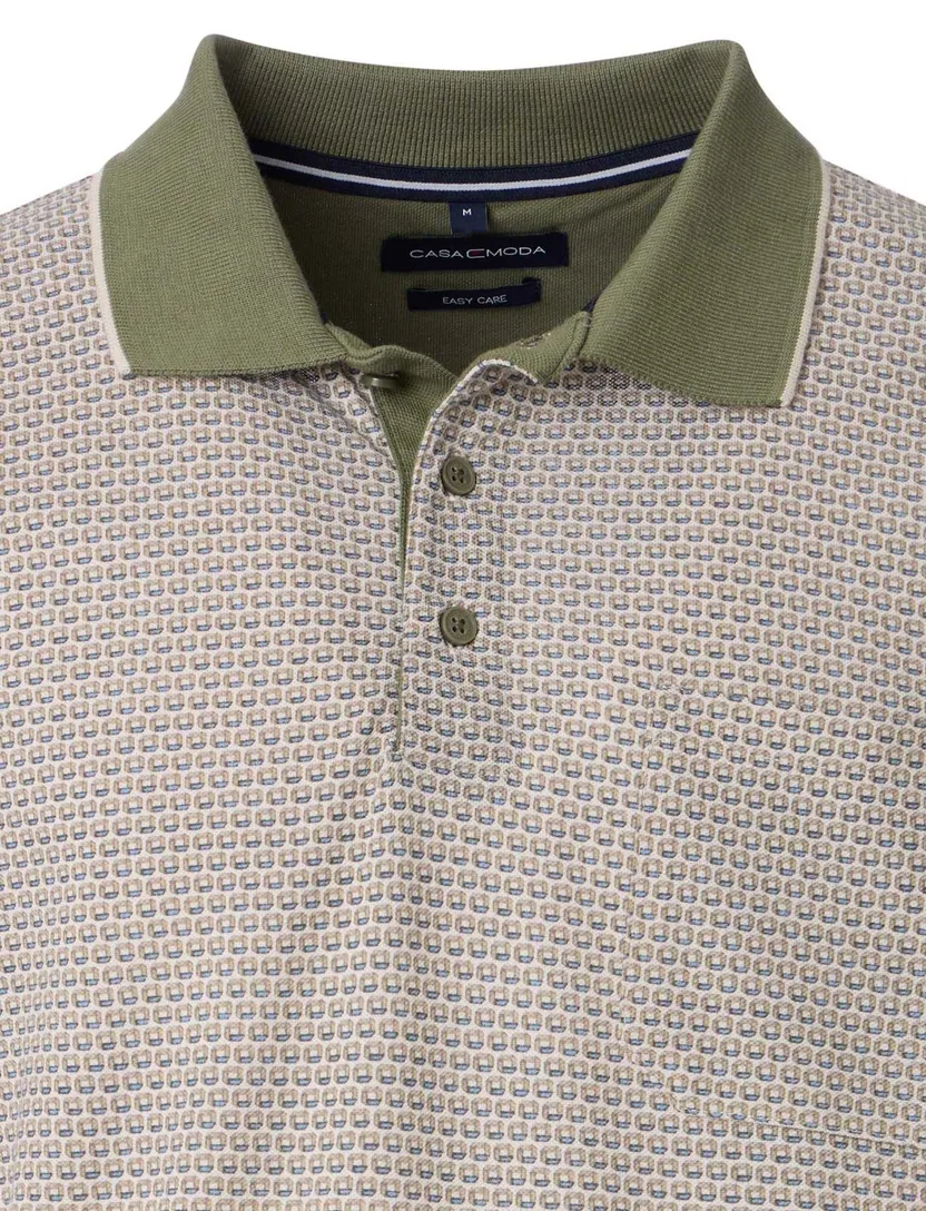 Casa Moda polo groen geprint regular fit