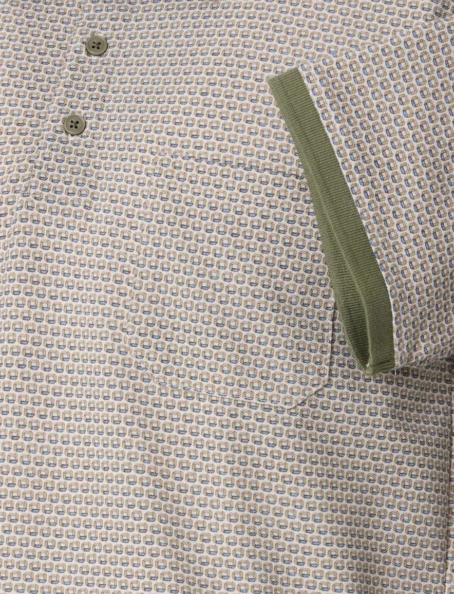 Casa Moda polo groen geprint korte mouw