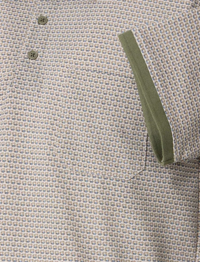 Casa Moda polo groen geprint regular fit