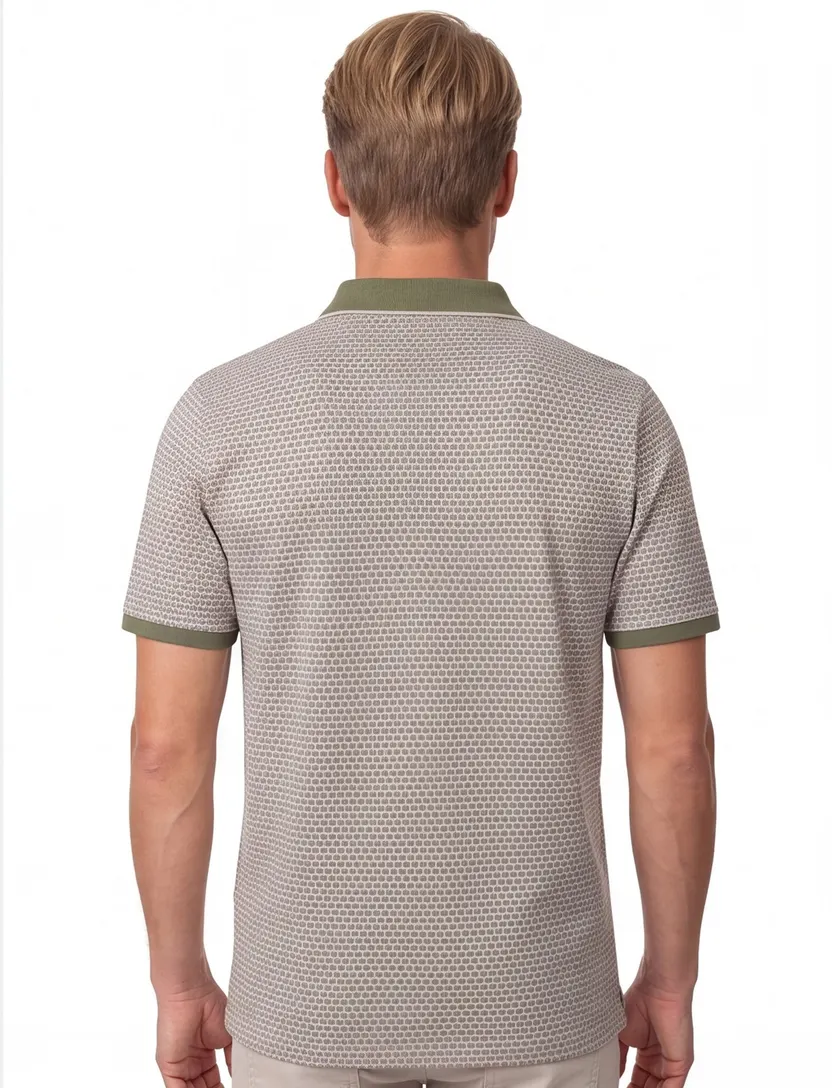 Casa Moda polo groen geprint regular fit