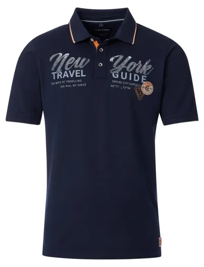 Casa Moda Casa Moda polo donkerblauw opdruk korte mouw