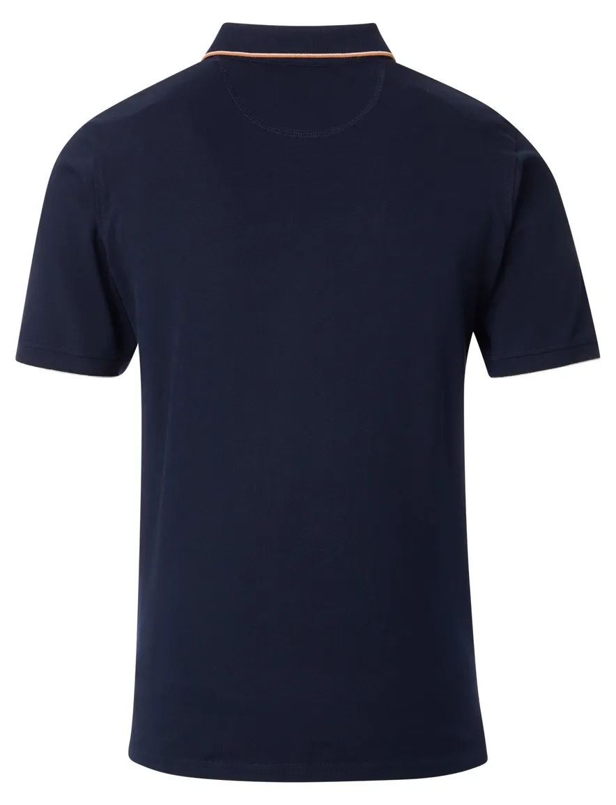 Casa Moda polo donkerblauw opdruk korte mouw