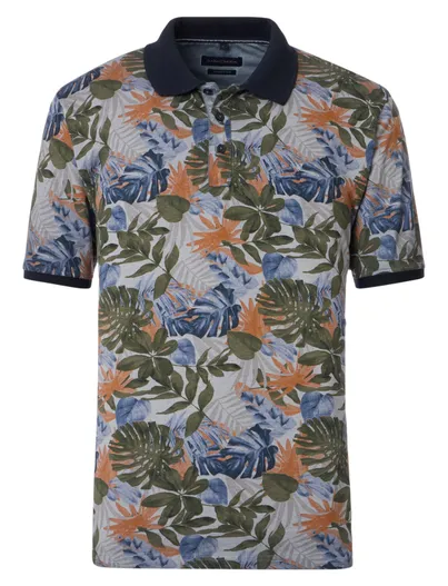 Casa Moda Casa Moda polo blauw bladeren geprint