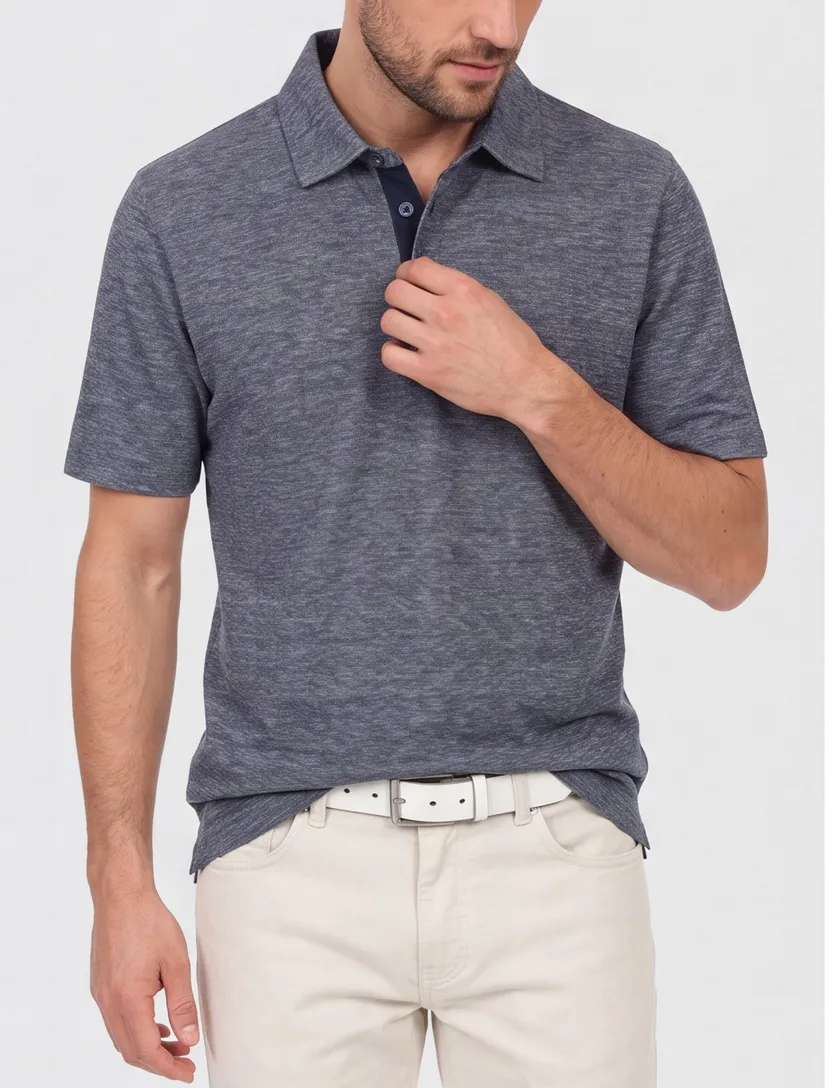 Casa Moda polo donkerblauw melange gemêleerd