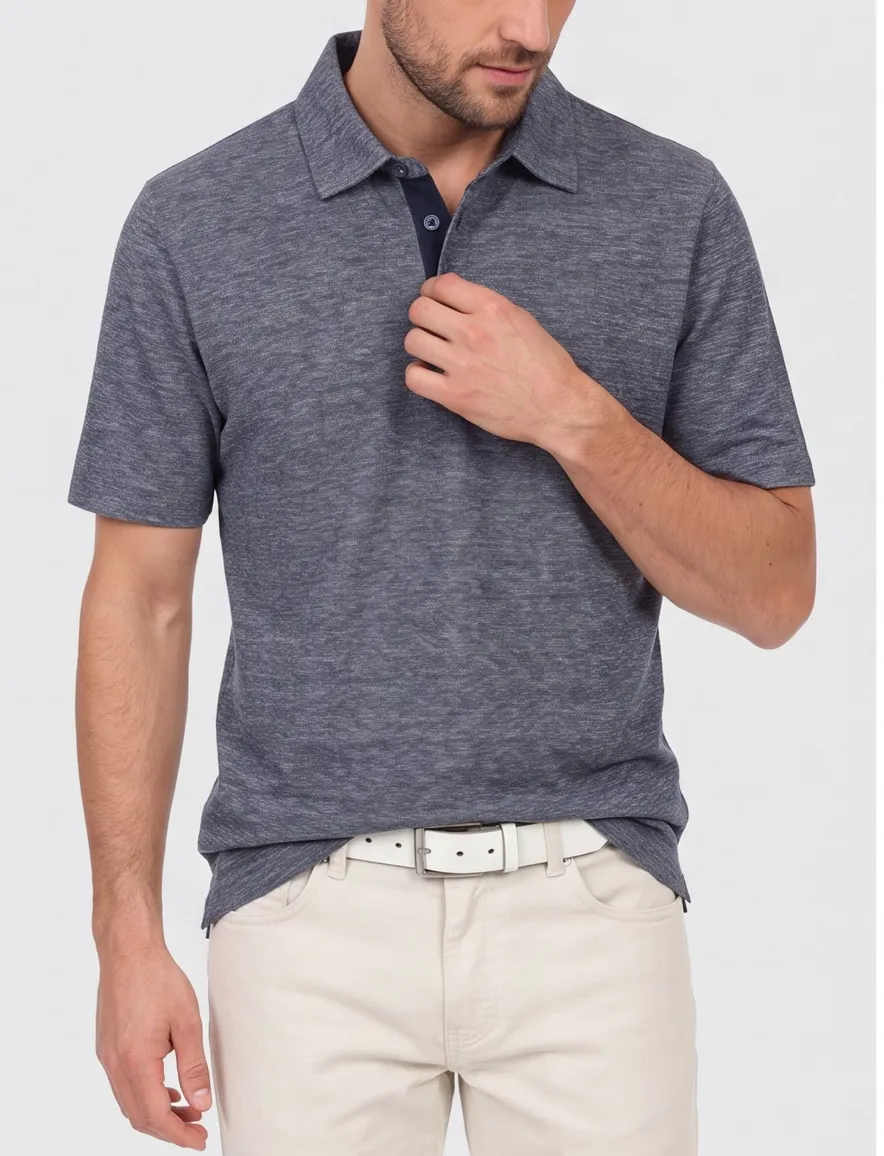 Casa Moda polo donkerblauw melange regular fit