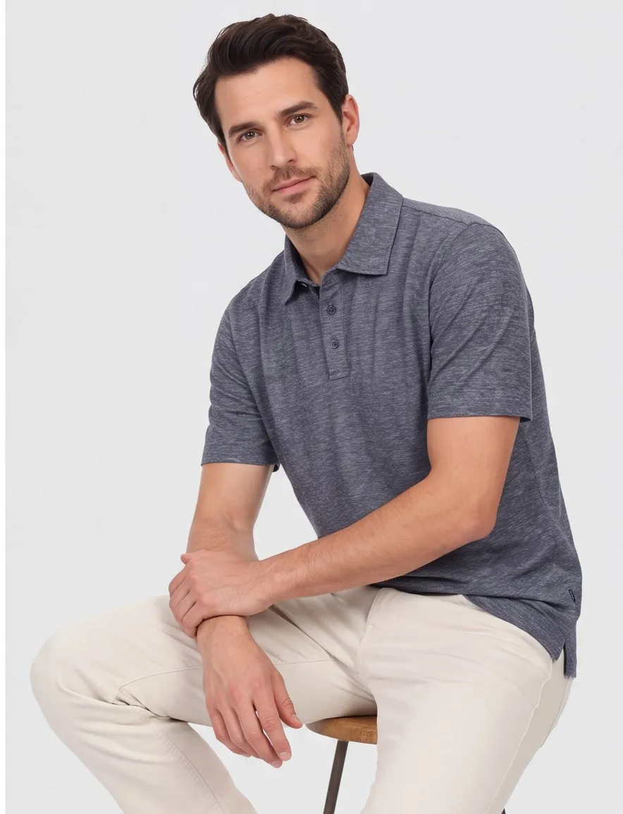 Casa Moda polo donkerblauw melange regular fit