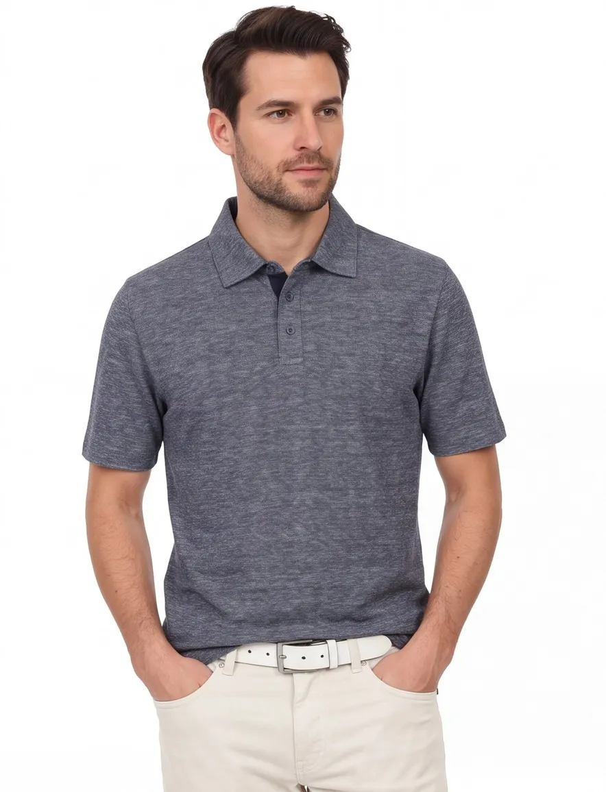 Casa Moda polo donkerblauw melange regular fit