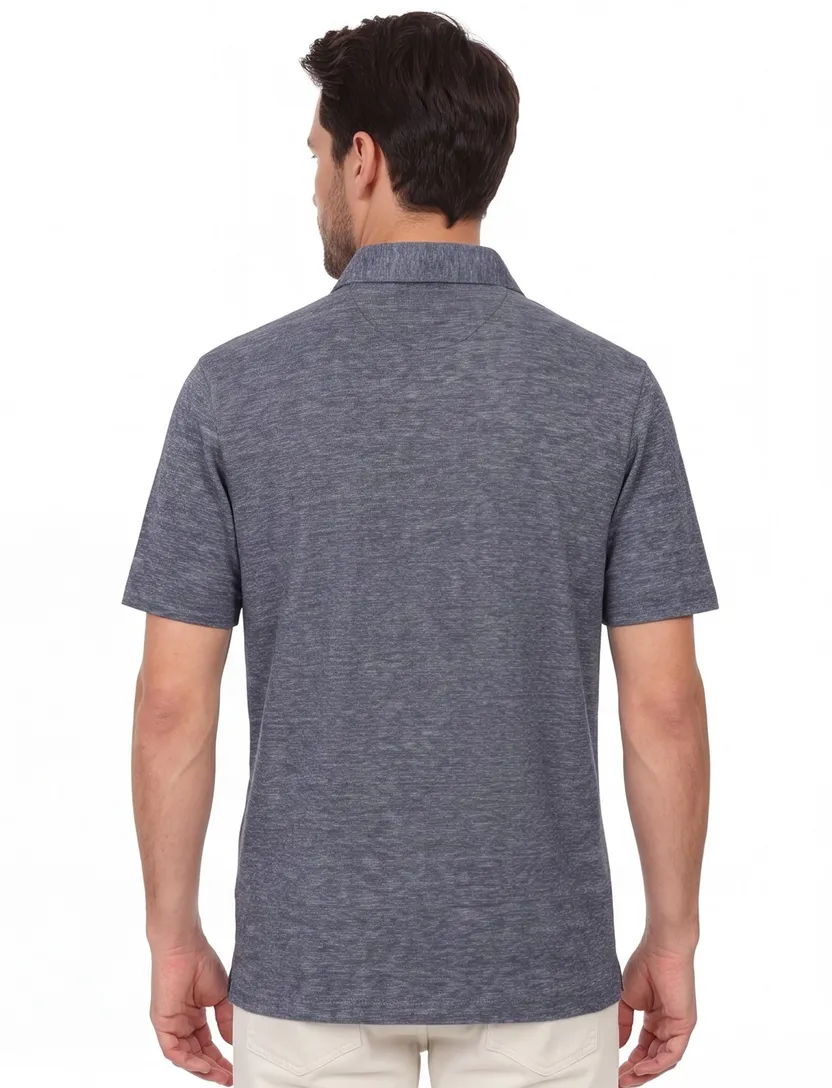 Casa Moda polo donkerblauw melange gemêleerd