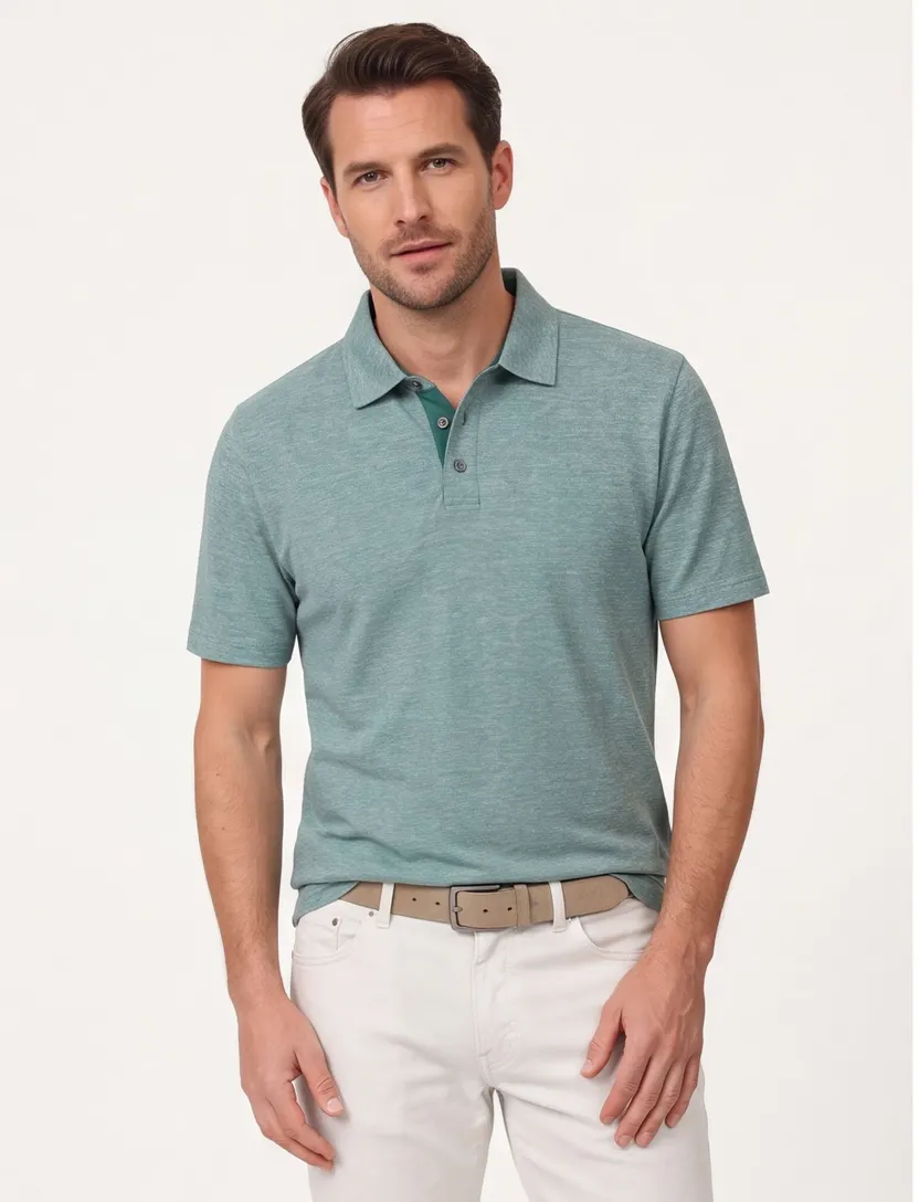 Casa Moda polo turquoise melange gemêleerd