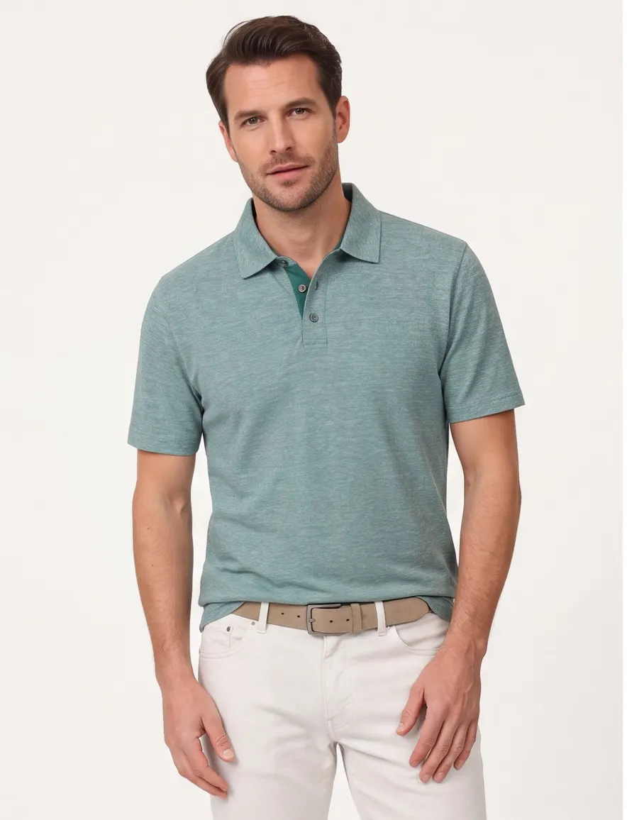 Casa Moda polo turquoise melange regular fit