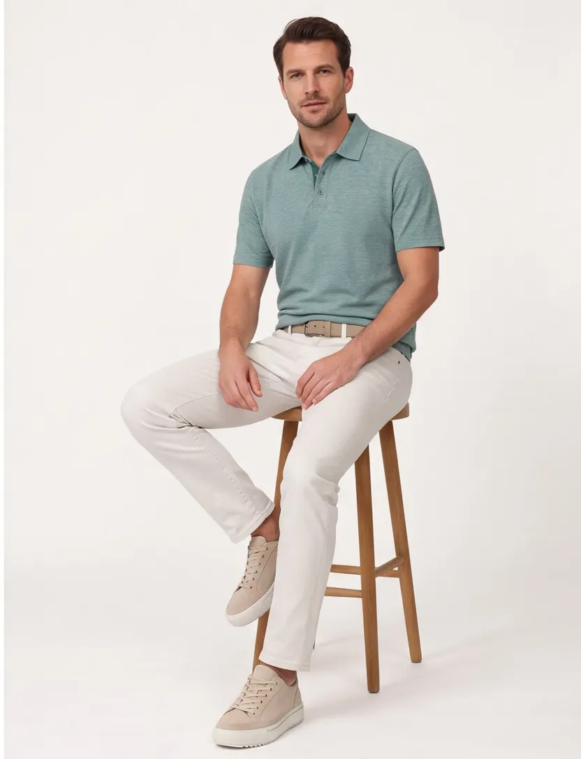 Casa Moda polo turquoise melange gemêleerd