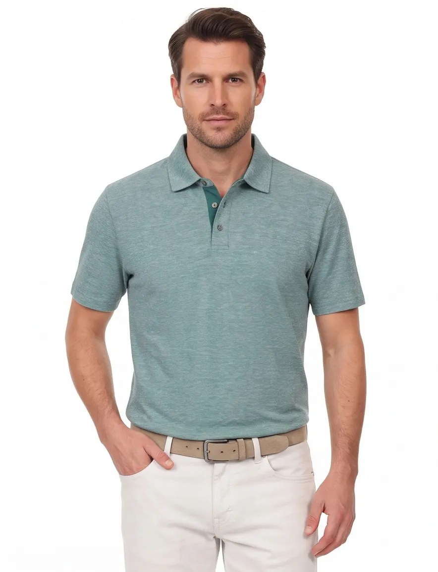 Casa Moda polo turquoise melange regular fit