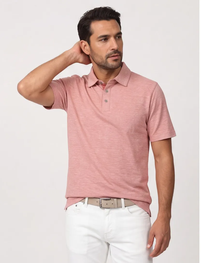 Casa Moda polo roze gemêleerd regular fit