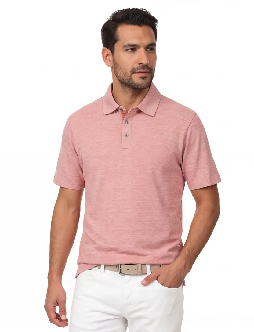 Casa Moda polo roze gemêleerd regular fit