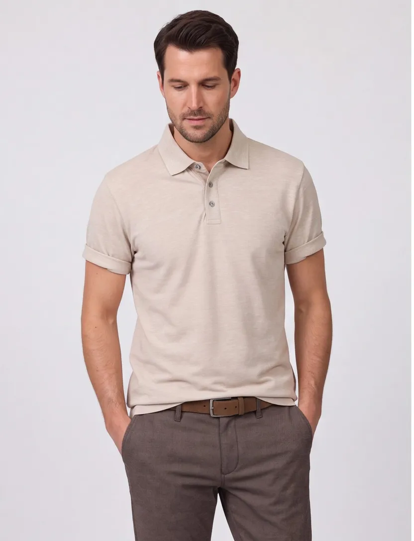 Casa Moda polo beige melange regular fit