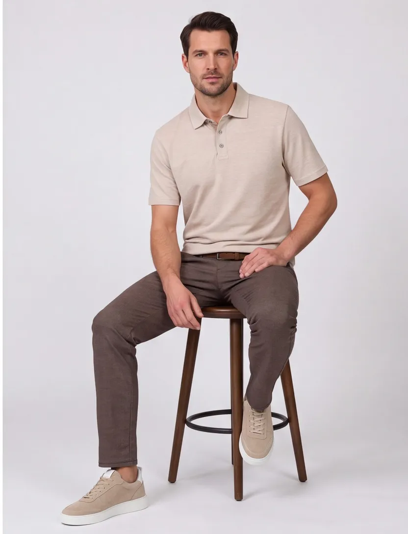 Casa Moda polo beige melange regular fit