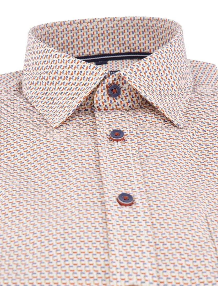 katoenen Casa Moda overhemd rood geprint wijde fit