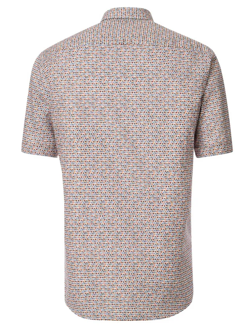 Casa Moda overhemd oranje geprint Casual Fit