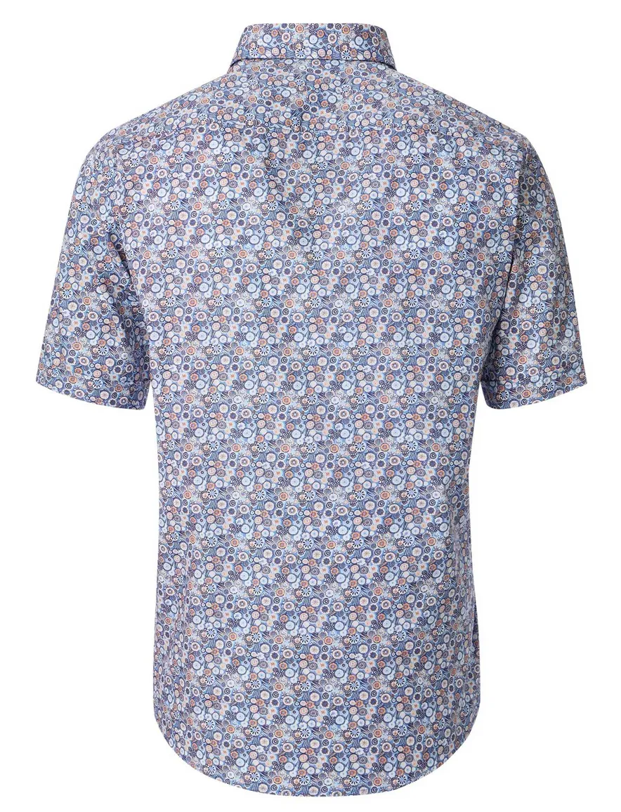 Casa Moda Casaul Fit overhemd blauw geprint borstzak