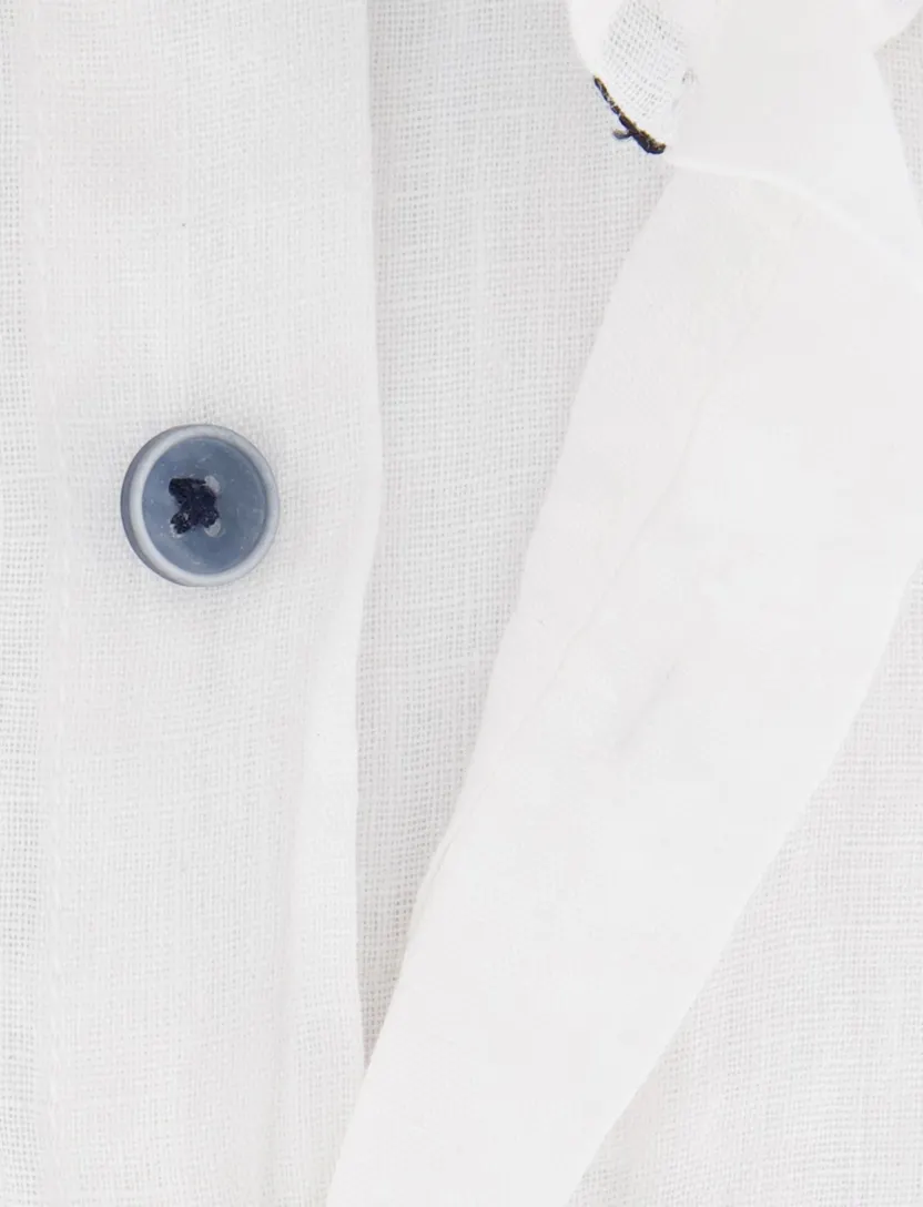 linnen Casa Moda overhemd button-down effen wit wijde fit