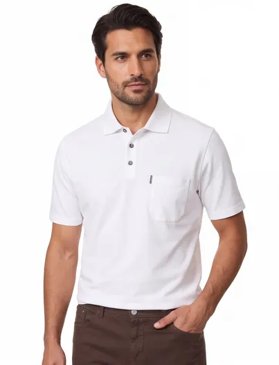 Casa Moda Casa moda poloshirt wit 3-knopen