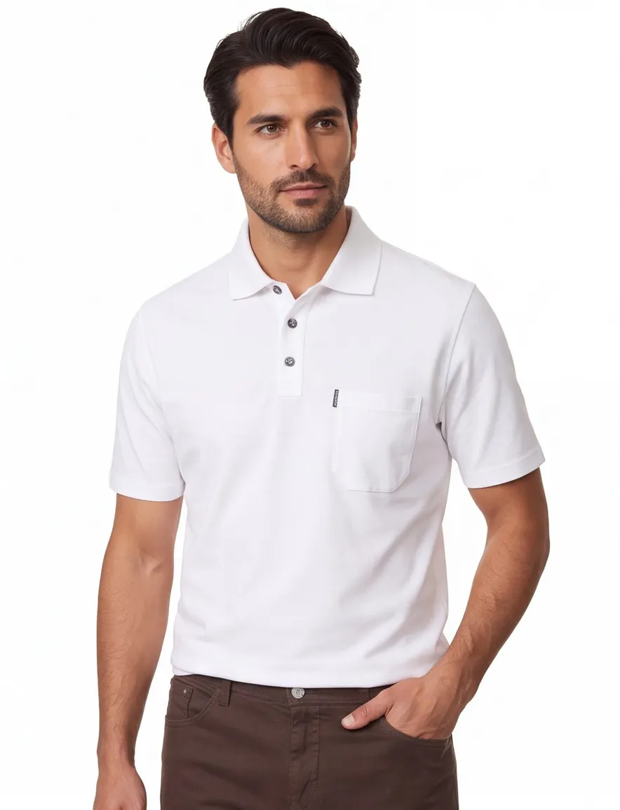 Casa moda poloshirt wit 3-knopen