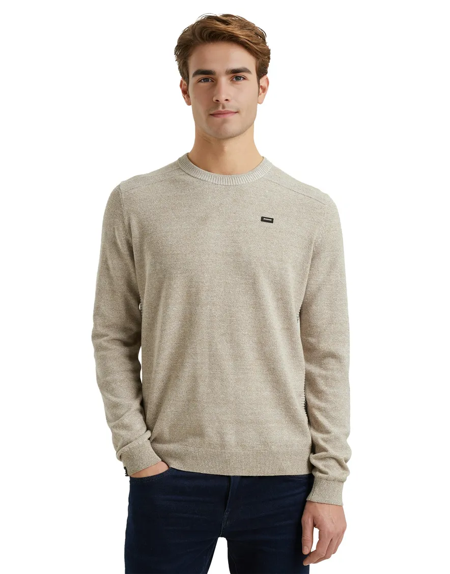 Vanguard trui beige gemêleerd normale fit