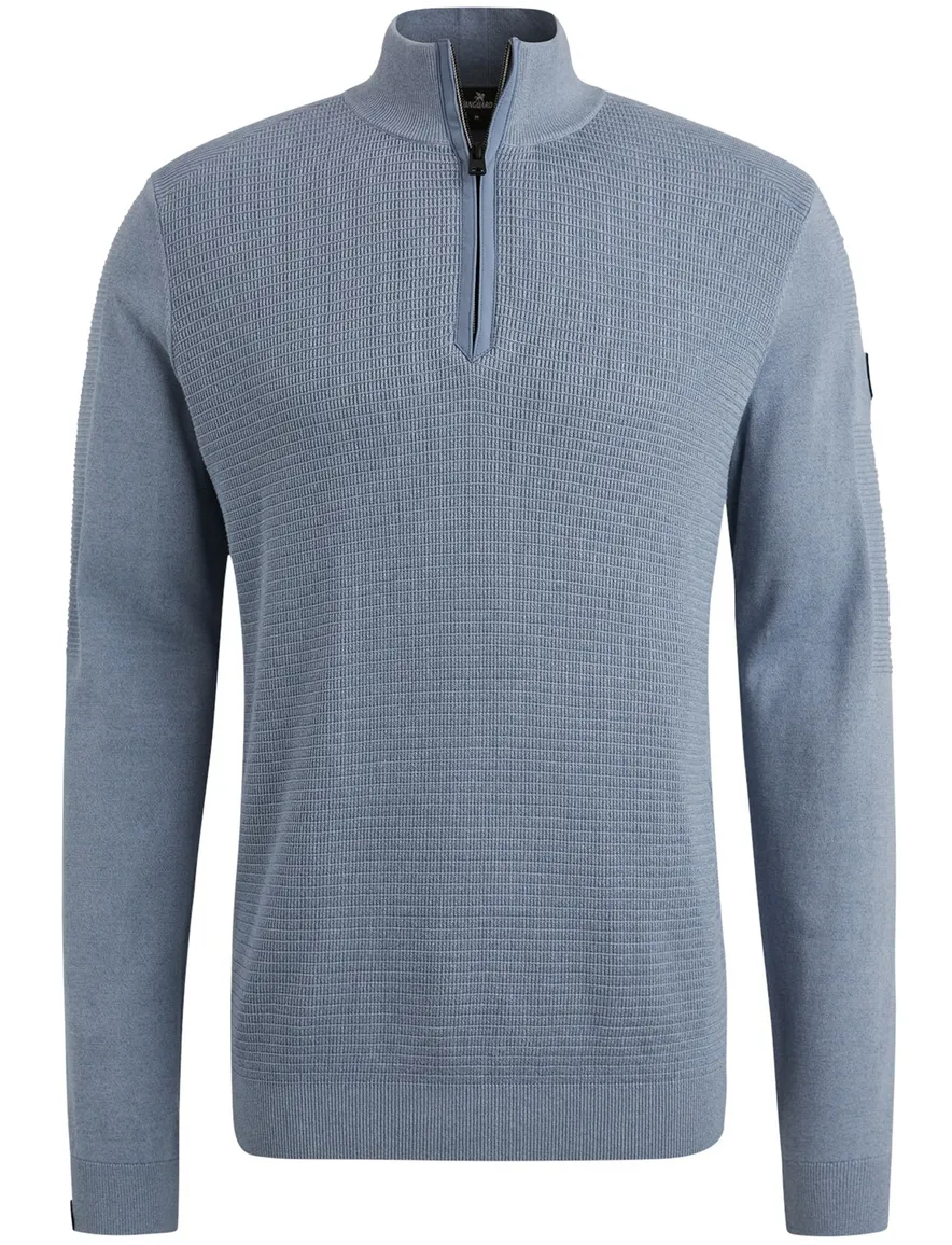 Vanguard half zip trui lichtblauw katoen en modal
